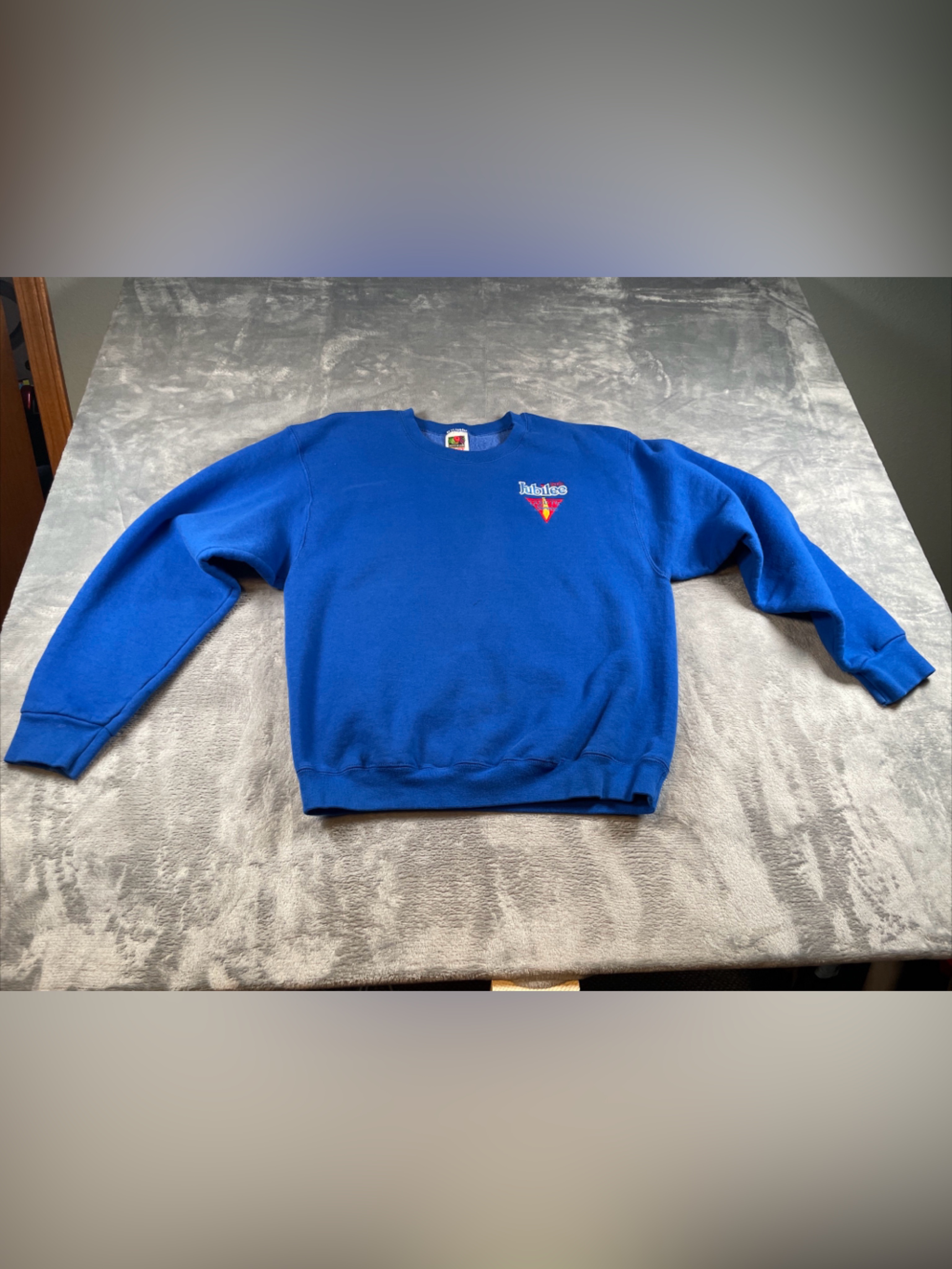 Vtg Jubilee Foods Heavy Cotton Fruit Of The Loom Blue Sweatshirt M
